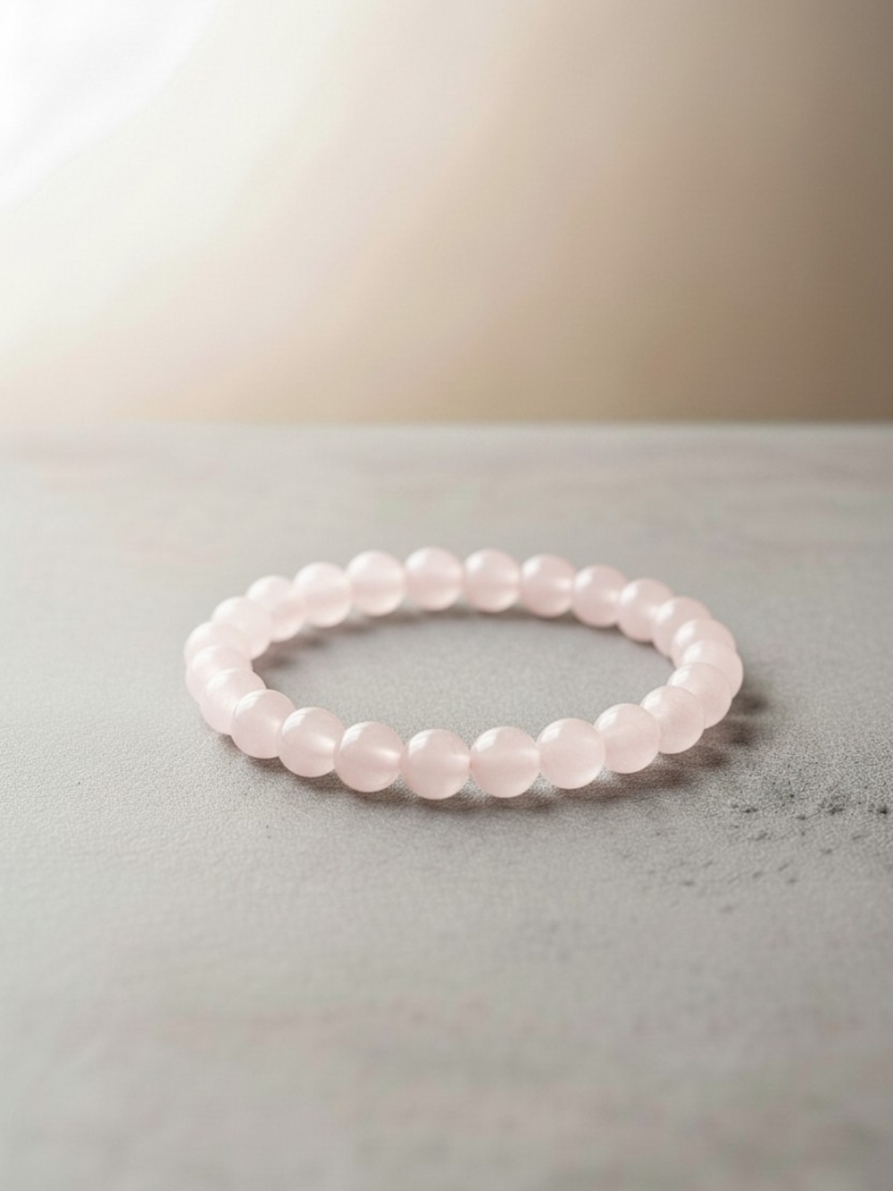 Delicate Rose Quartz Stretch Bracelet - Pink